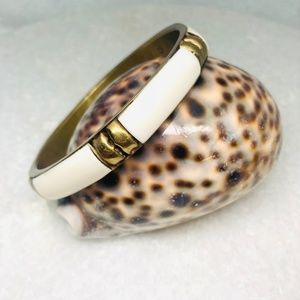 Bovine Bone Brass Inlay Vintage Bangle White Gold Indian Fashion Bracelet 3”